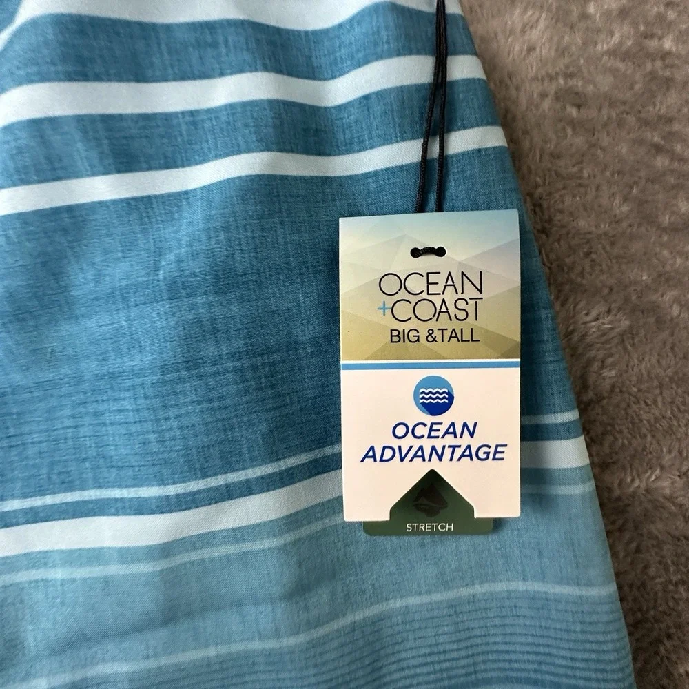 Ocean‎ Coast Swim Trunks Board Shorts Big Tall Men's 42 Inch Blue Striped NWT